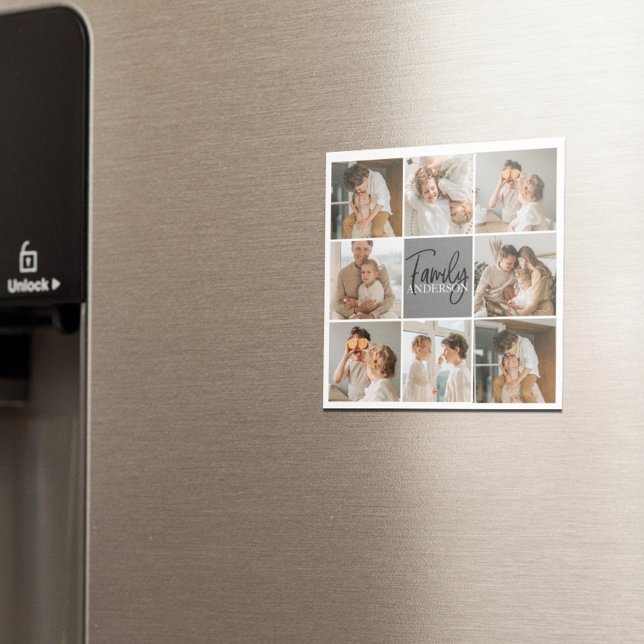 Imã Oferta de Foto de Colagem da Família e Cinza Perso (Criador carregado)