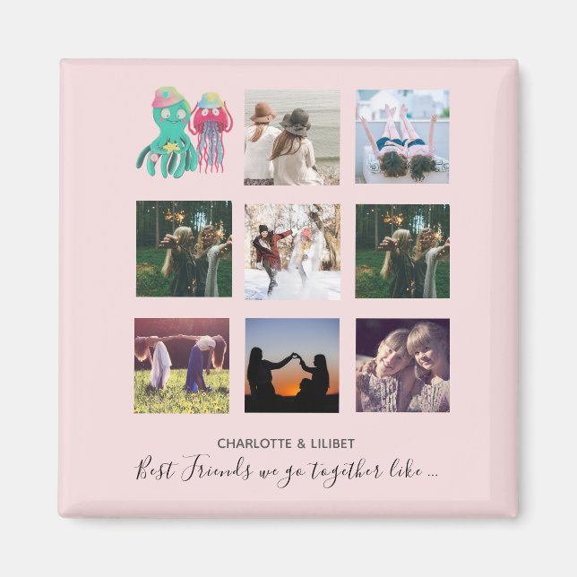 Imã Oferta Personalizada de Octopus de Colagem de Foto (Frente)