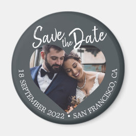Imã Off-Black Photo Modern Script Save the Date