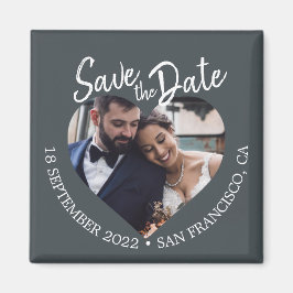 Imã Off-Black Photo Modern Script Save the Date