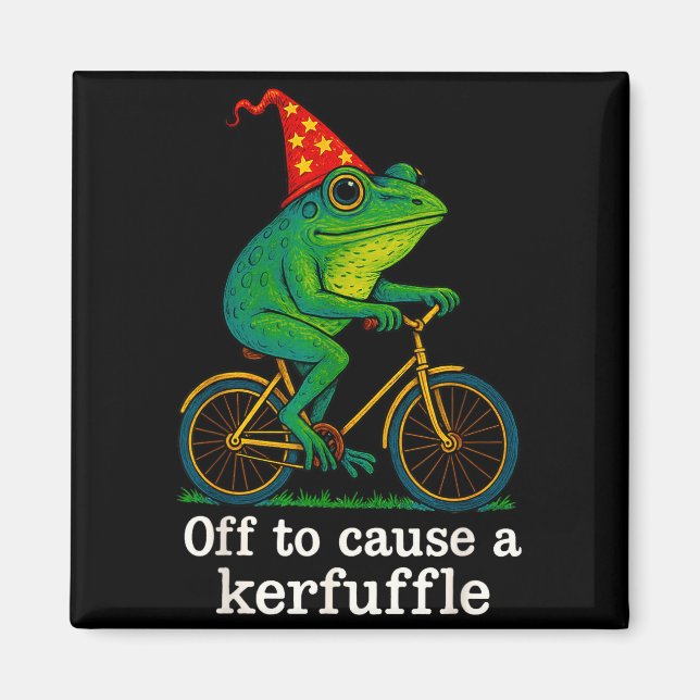 Imã Off To Cause A Kerfuffle Funny Frog Wizard Bicycle (Frente)