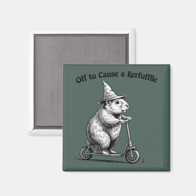 Imã Off To Cause A Kerfuffle Funny Groundhog Scooter  (Front/Back)