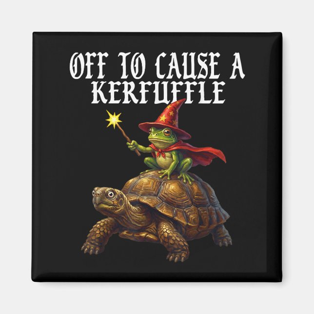 Imã Off To Cause A Kerfuffle Funny Whimsical Frog Wiza (Frente)