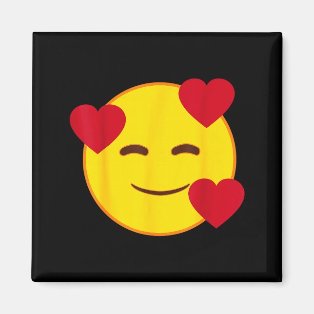 Imã Official Emoji Floating Hearts Yellow Smile Face  (Frente)