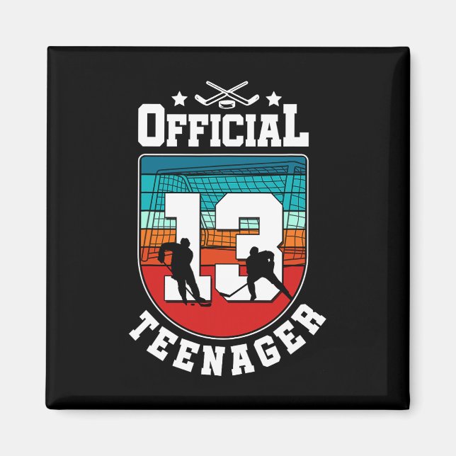 Imã Official Teenager 13th Birthday 13 Year Boy Hockey (Frente)