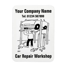 Ímã Oficina de Reparos de Carros Cartoon