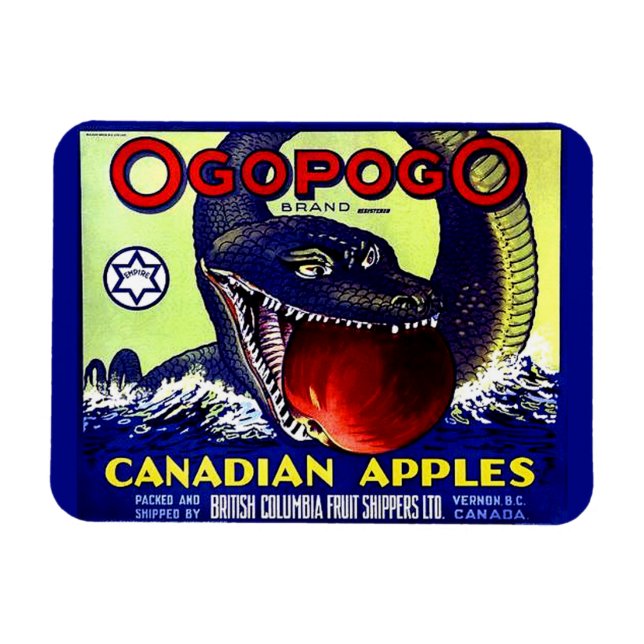 Ímã Ogopogo Maçã canadiana etiqueta da fruta (Horizontal)