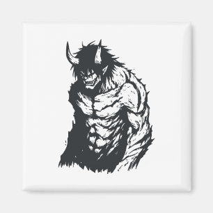 Imã Ogre Oni Yokai Japonês Outline Sticker