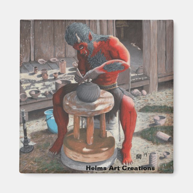 Imã Ogre Usando Magneta De Botão De Arte De Fantasia D (Frente)