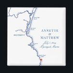 Imã Ogunsai Maine Map Elegant Wedding Favor<br><div class="desc">Estes Ogunexit, Maine Maine map são perfeitos para acolher os seus convidados fora da cidade com guloseimas de boas-vindas, ou personalizá-los para a sua festa de casamento. O coração está sobre Cliff House Maine, mas você pode mover o coração clicando em "Editar usando a ferramenta design" em "Personalizar". Esses ímãs...</div>