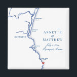 Imã Ogunsai Maine Map Elegant Wedding Favor<br><div class="desc">Estes Ogunexit, Maine Maine map são perfeitos para acolher os seus convidados fora da cidade com guloseimas de boas-vindas, ou personalizá-los para a sua festa de casamento. O coração está sobre Cliff House Maine, mas você pode mover o coração clicando em "Editar usando a ferramenta design" em "Personalizar". Esses ímãs...</div>