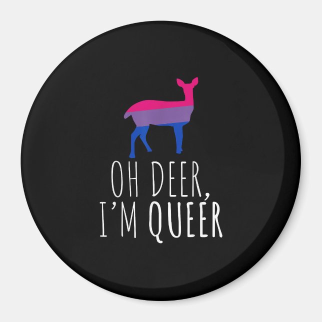 Imã Oh Deer Queer Bisexual Pride Gay Lesbian Design  (Frente)