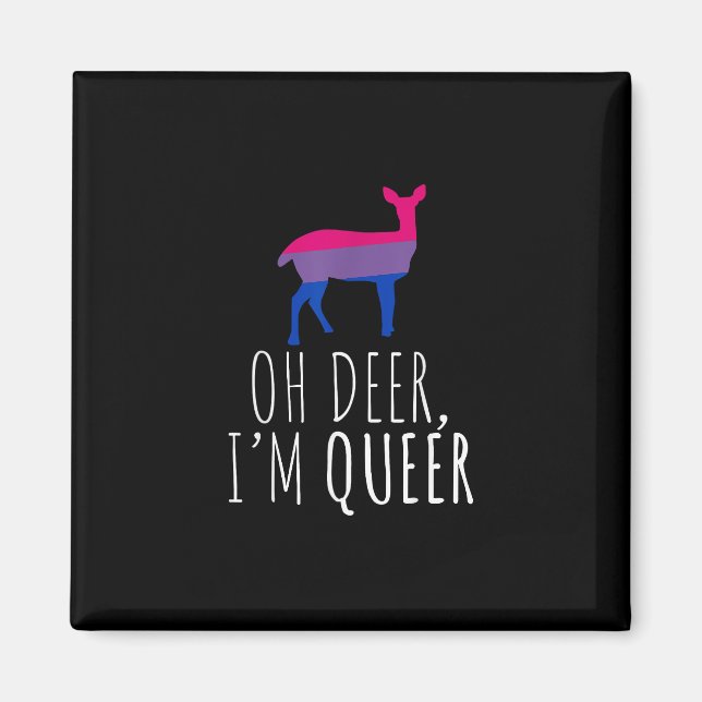 Imã Oh Deer Queer Bisexual Pride Gay Lesbian Design  (Frente)