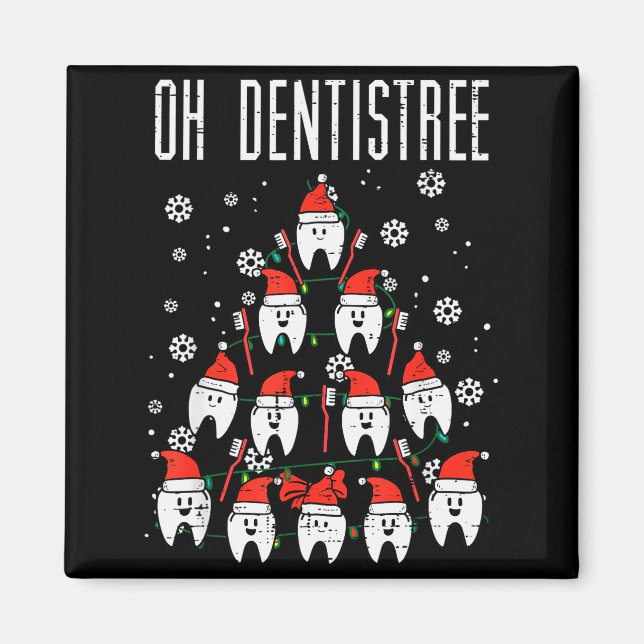 Imã Oh Dentistree Christmas Tree Teeth Dentistry Denta (Frente)