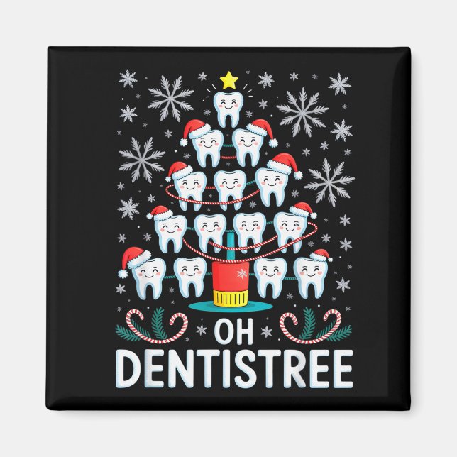Imã Oh Dentistree - Funny Christmas Tree Dental Hygien (Frente)
