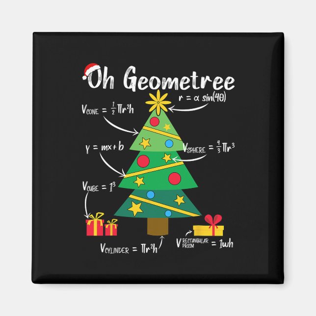 Imã Oh geometria geométrica da árvore de natal diverti (Frente)