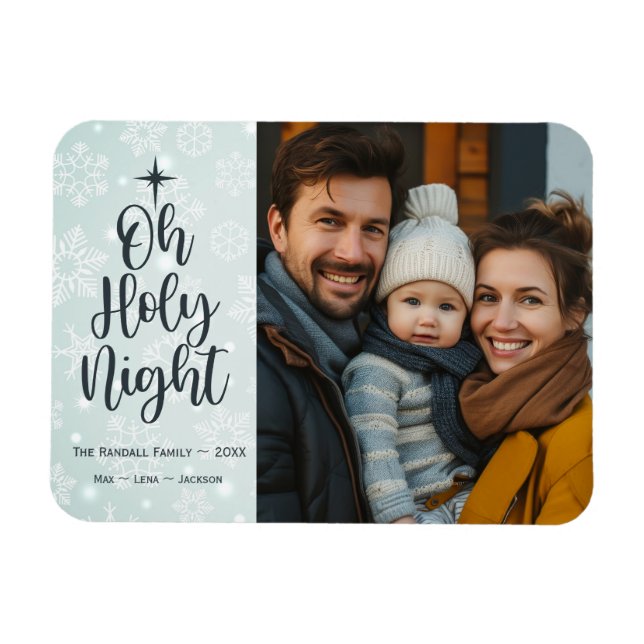 Ímã Oh Santa Noite Personalizada Foto Religiosa Natal (Horizontal)