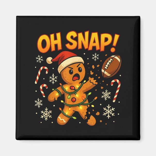 Imã Oh Snap Funny Gingerbread Football Christmas Light (Frente)