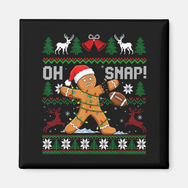 Imã Oh Snap Funny Gingerbread Man Football Christmas P (Frente)