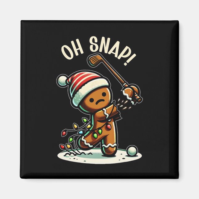 Imã Oh Snap Homem de Biscoito Golfeiro Golfe Natal Gol (Frente)