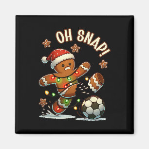 Imã Oh Snap Homem de Pão de Gengibre Natal Futebol