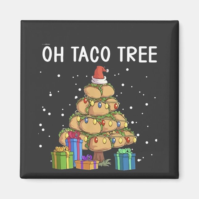 Imã Oh Taco Tree Engraçado Comida mexicana Feia Natal (Frente)
