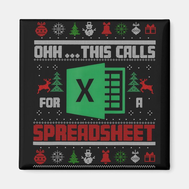 Imã Oh This Calls For A Spreadsheet Christmas Sweater  (Frente)