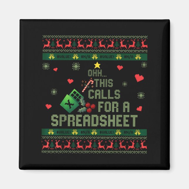 Imã Oh This Calls For A Spreadsheet Christmas Sweater  (Frente)