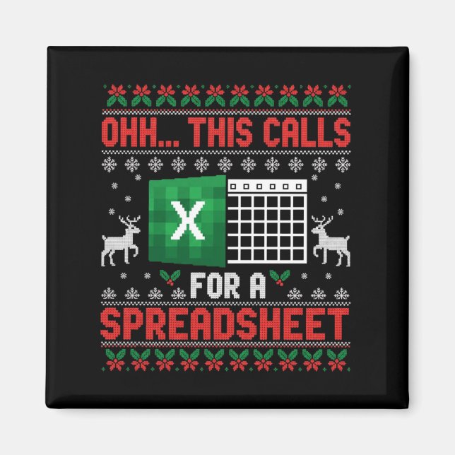 Imã Oh This Calls For A Spreadsheet Christmas Sweater  (Frente)