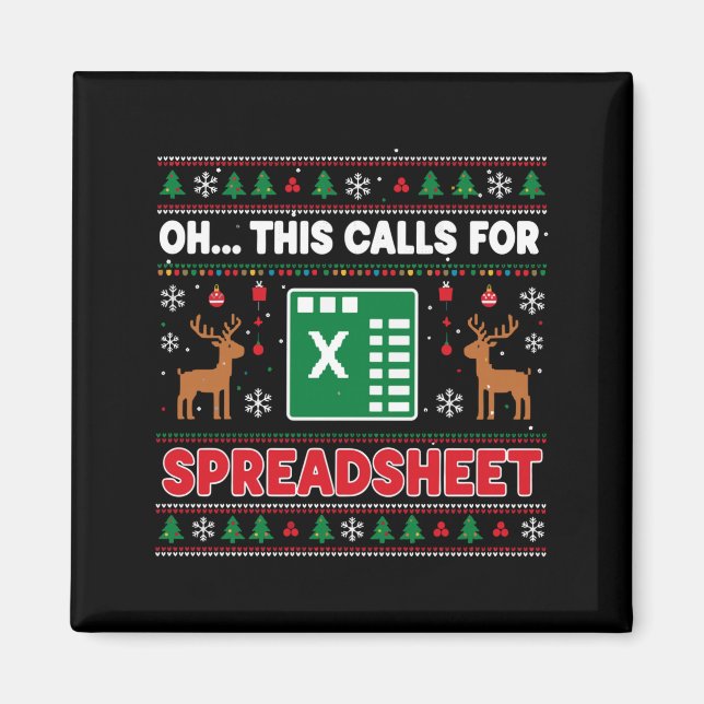 Imã Oh This Calls For A Spreadsheet Christmas Sweater  (Frente)