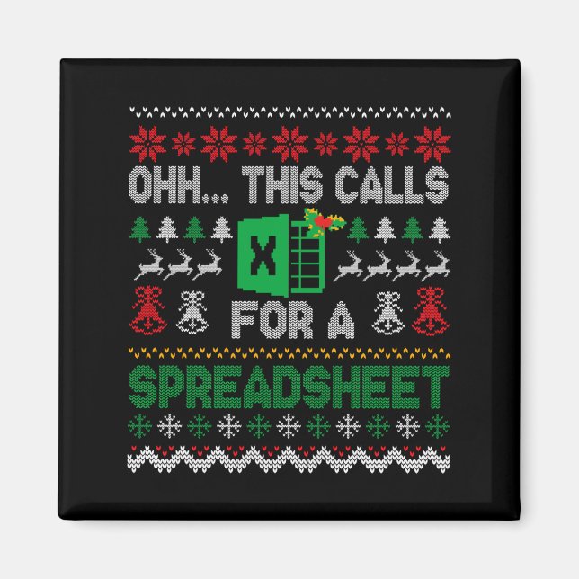 Imã Oh This Calls For A Spreadsheet Ugly Christmas Swe (Frente)