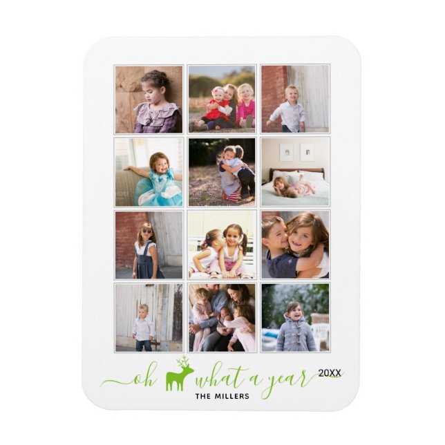 Ímã Oh veado que ano de revisão foto colagem verde (Vertical)
