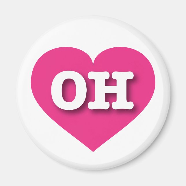 Imã Ohio Hot Pink Heart - Eu amo OH (Frente)