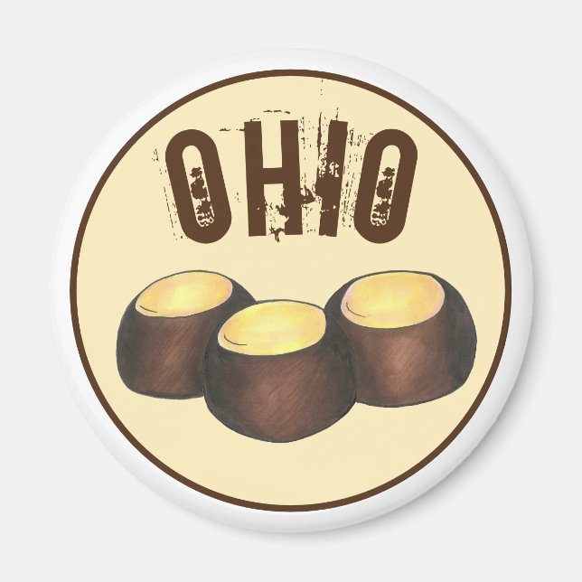 Imã Ohio OH Peanut Butter Buckeye Buck Eye Nut Candy (Frente)