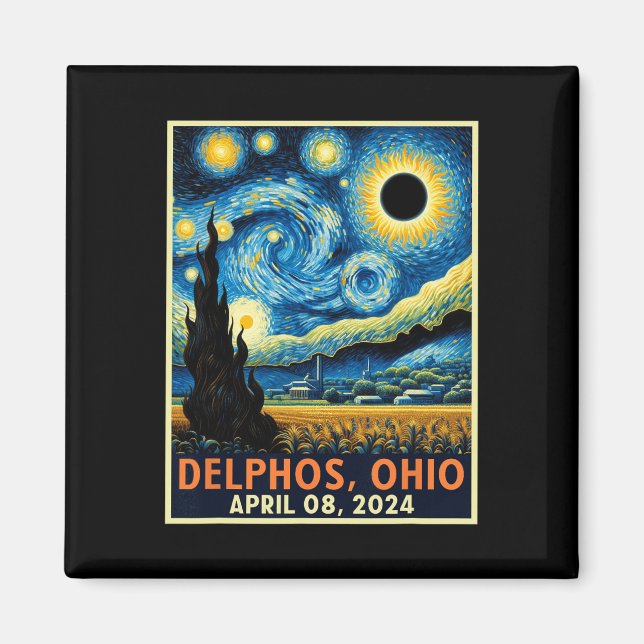Imã Ohio Total Solar Eclipse 2024 Starry Night Van Gog (Frente)