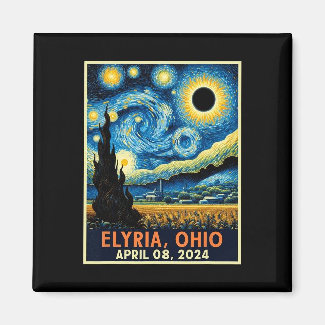 Imã Ohio Total Solar Eclipse 2024 Starry Night Van Gog (Frente)
