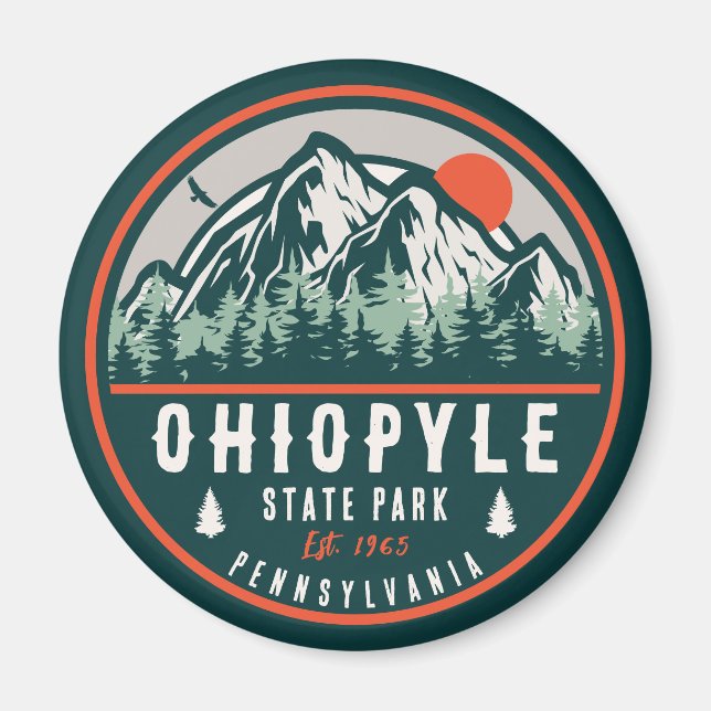 Imã Ohiopyle State Park Pensilvânia Retro Sunset (Frente)
