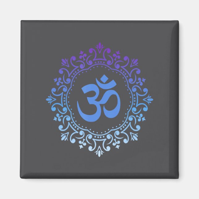 Imã Ohm Yoga Nova Era Roxo E Azul Mandala Som Bat (Frente)