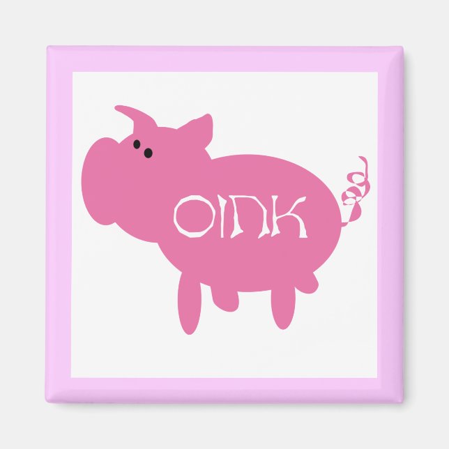 Imã Oink camiseta e presentes cor-de-rosa do porco (Frente)