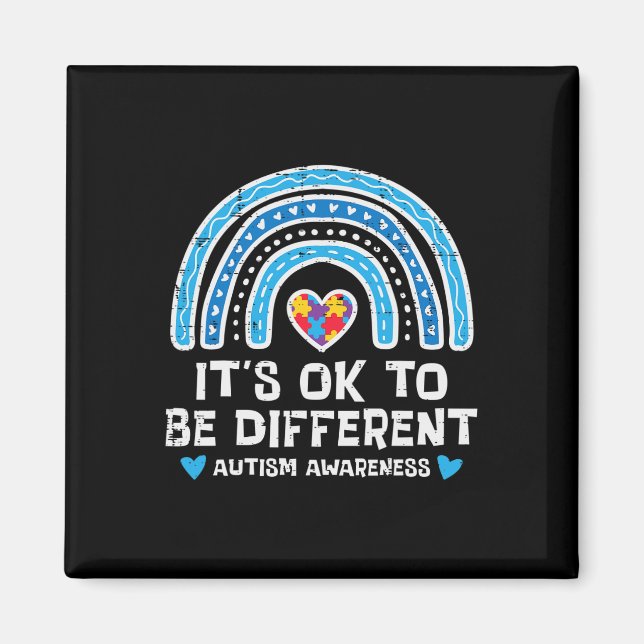 Imã Ok Para Ser Diferente Do Arco-Íris Autismo Sensibi (Frente)