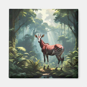 Imã Okapi Na Floresta Tropical (Zebra Giraffe)