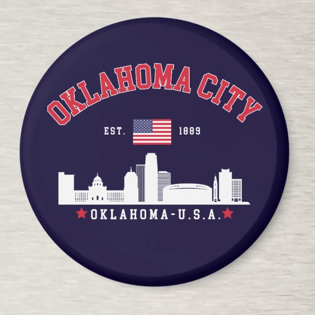 Imã Oklahoma City Skyline & Flag Souvenir  (Criador carregado)