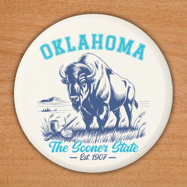 Imã Oklahoma The Sooner State - Bison Art Design (Criador carregado)