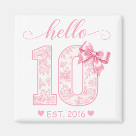 Imã Olá 10 Aniversário | Rosa Olá 10 Ano Personalizado