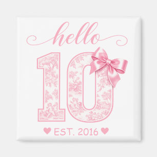 Imã Olá 10 Aniversário Rosa Olá 10 Ano Personalizado