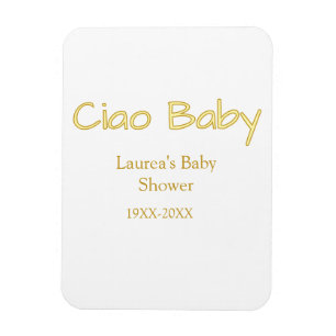 Ímã olá bebê amarelo dourado pastel nome data do chá d