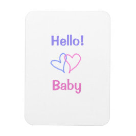 Ímã Olá bebê rosa roxo coração aquarela boho