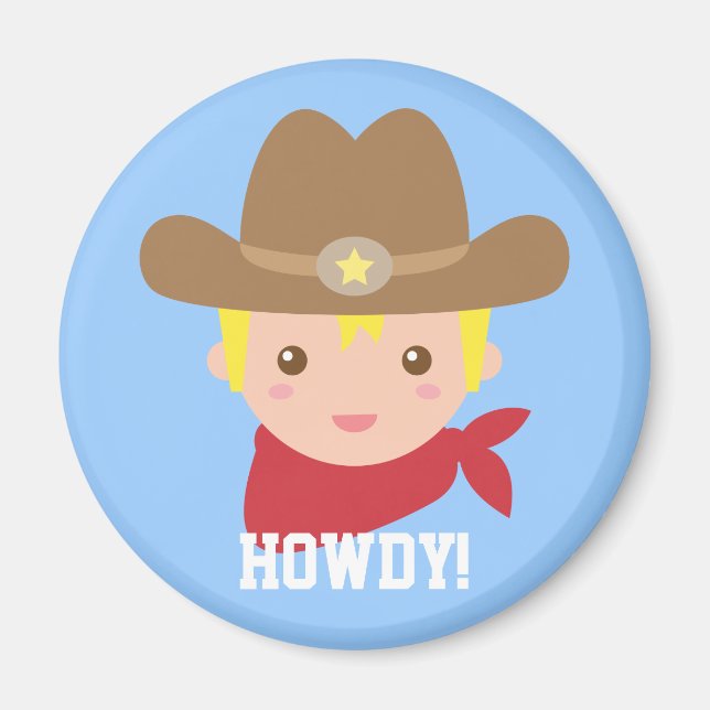 Imã Olá, Cute Cowboy por meninos. (Frente)