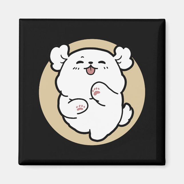 Imã Olá do Lado Barrado - Design de Cachorro Bonito (Frente)