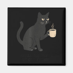 Imã Olá Escuridão Velho Amigo Gato E Café Halloween